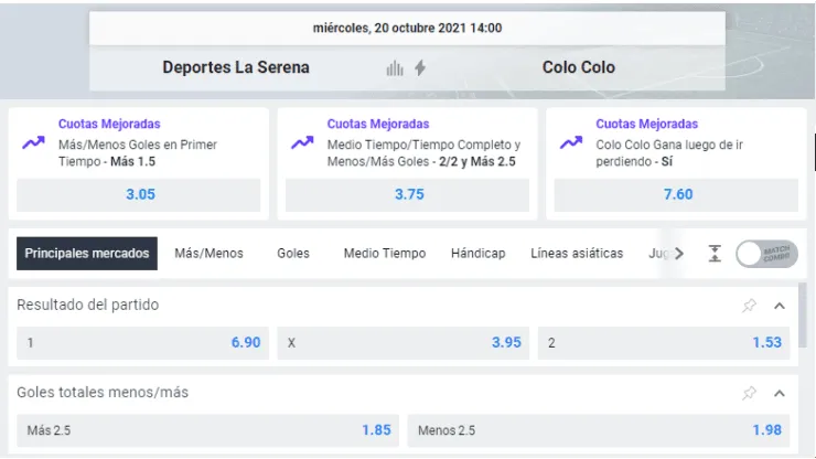 El favorito para Deportes La Serena vs Colo Colo