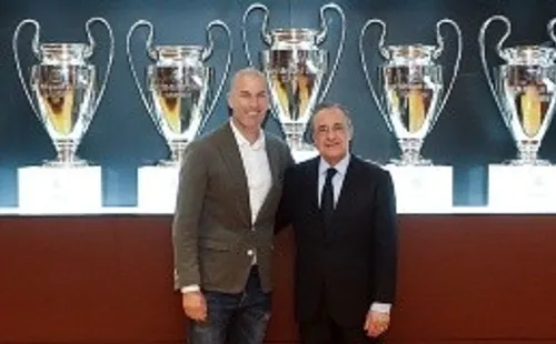 Florentino y Zidane junto a las 13 ‘orejonas’ del Real Madrid