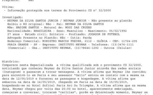 Denuncia presentada contra Neymar