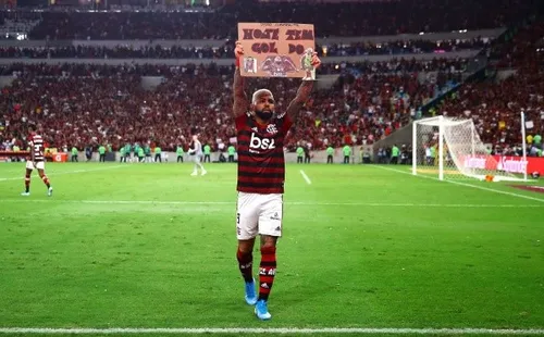 Letrero de Gabigol en la semi ante Gremio