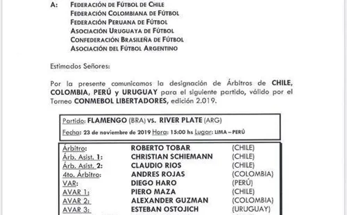 Designación de árbitros para la final