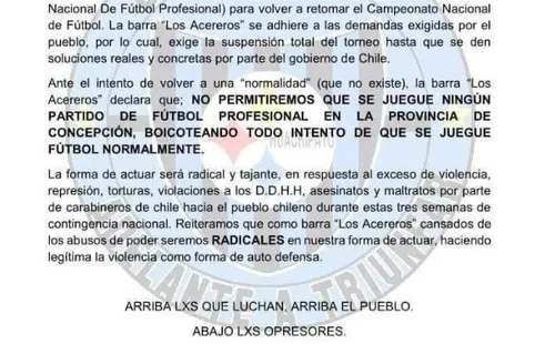 Comunicado de Los Acereros