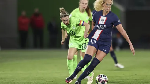 Kheira Hamraoui en los cuartos de final de la Champions ante el Wolfsburgo.