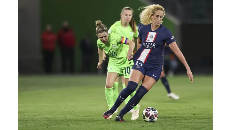 Kheira Hamraoui en los cuartos de final de la Champions ante el Wolfsburgo.