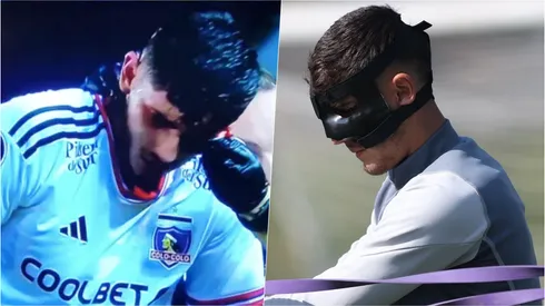 Bruno Gutiérrez sufrió un fuerte cabezazo y no pudo seguir en la cancha. Este lunes reapareció con una máscara de protección. Foto: ESPN/Comunicaciones Colo Colo