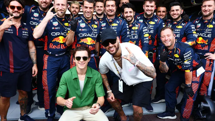 Neymar fue a ver la F1 y hasta se sacó fotos con Spider-Man (Tom Holland)