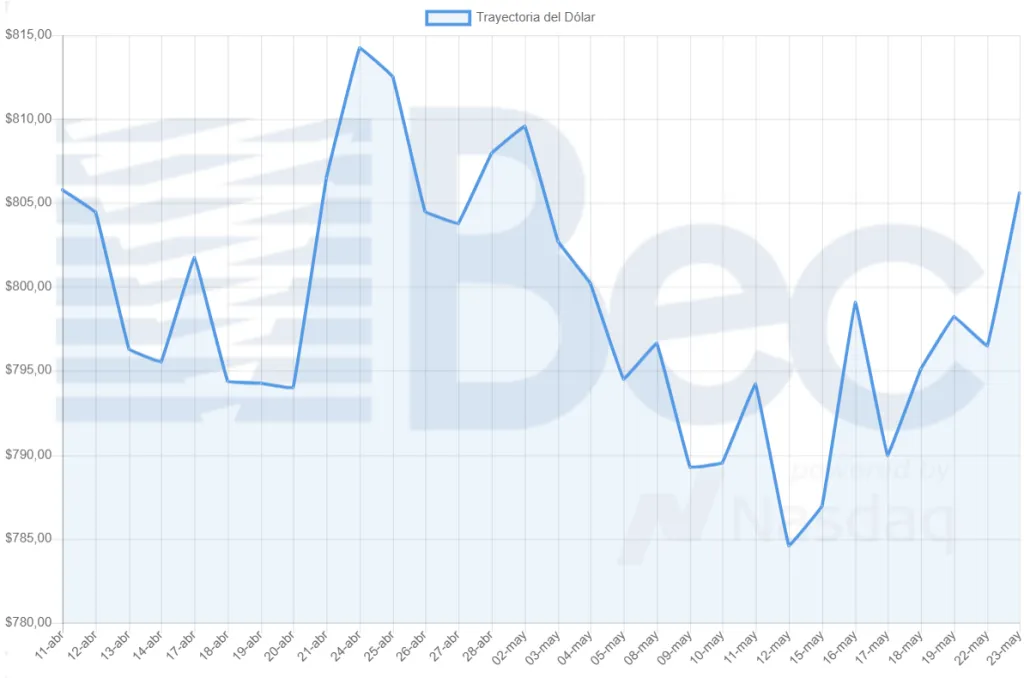 Así ha variado el dólar en las últimas semanas. Fuente: Bolsa Electrónica