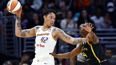 Brittney Griner de Phoenix Mercury en un partido contra Los Angeles Sparks.