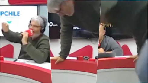 Juan Cristóbal Guarello no aguantó el mal frentazo de Leandro Benegas y explotó, lanzándose al suelo del estudio. Foto: Twitter.