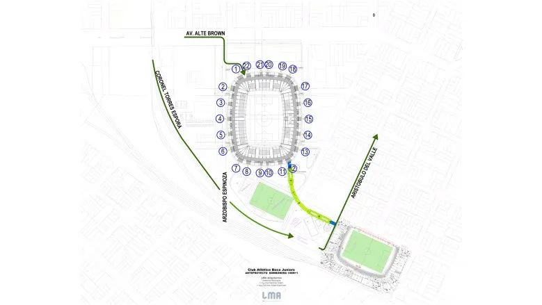 El plano de la nueva Bombonera que propone Ibarra para Boca Juniors. | Foto: Archivo.