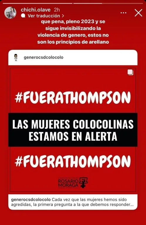 La publicación de Isadora Olave, delantera del Colo Colo Femenino. | Foto: Captura.