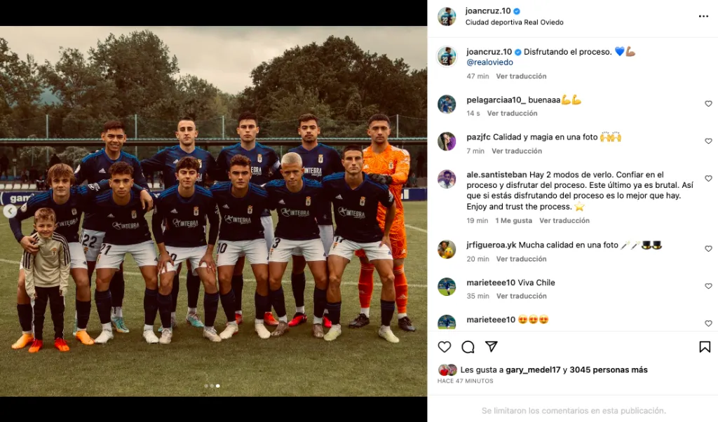 Joan Cruz cerró como titular sus primeros meses en el Real Oviedo. Foto: Instagram.