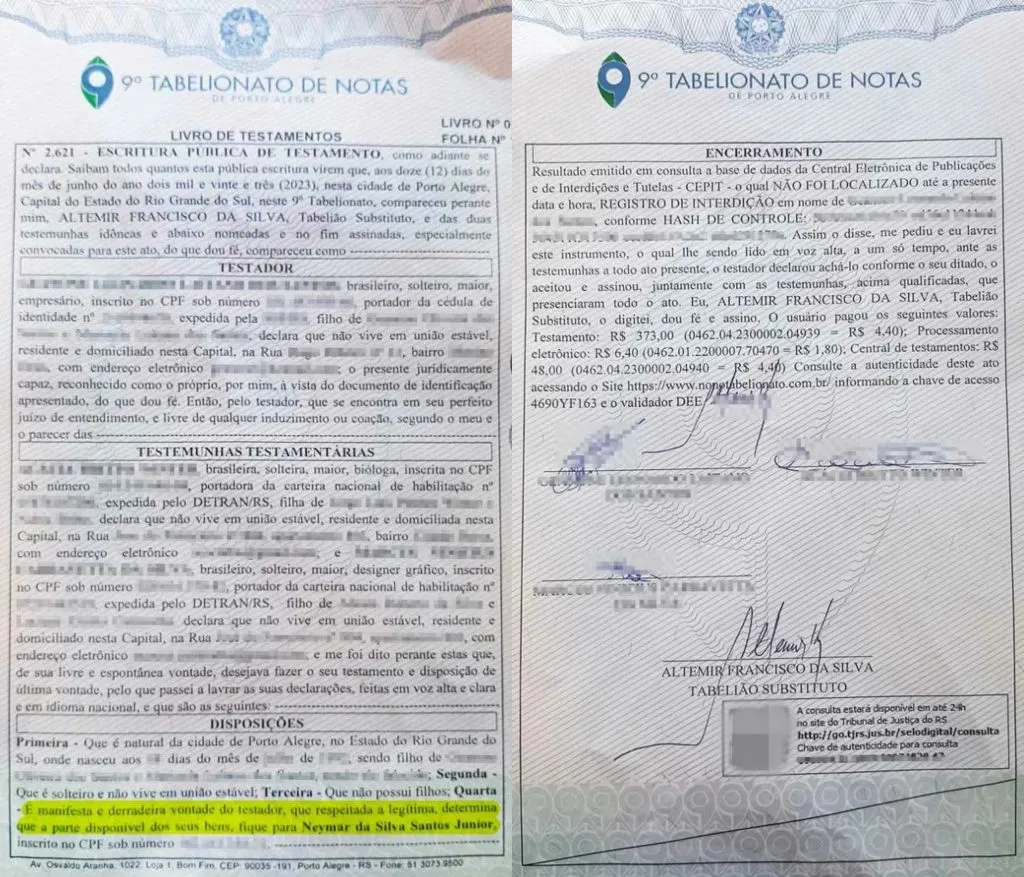 Un empresario de 30 años dejó todos sus bienes a nombre de Neymar. | Foto: Redes