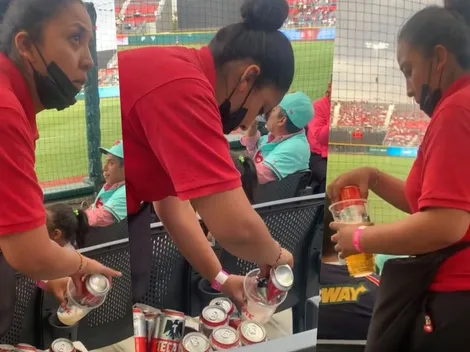 Asqueroso: vendedora es pillada reciclando cervezas en un estadio