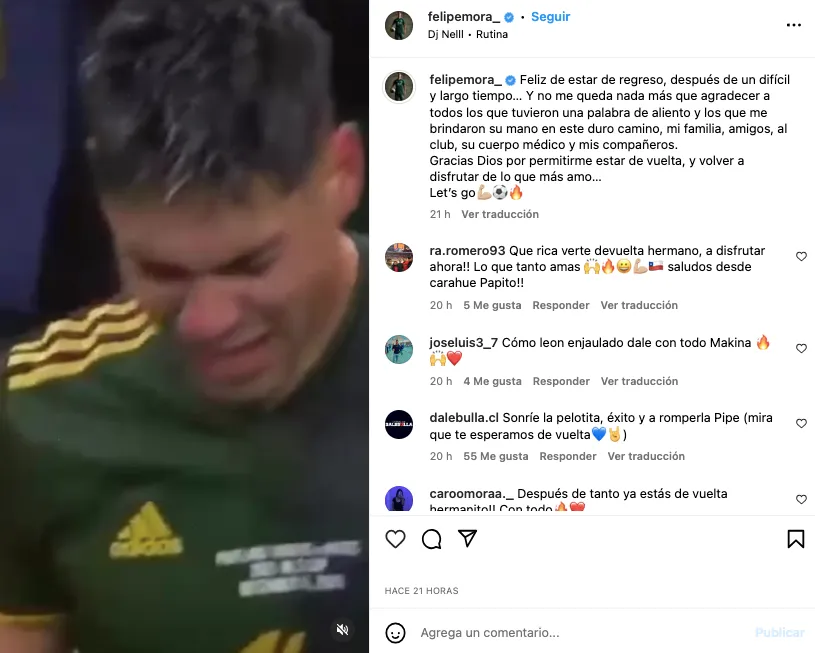 Felipe Mora confirmó su regreso a las canchas con el Portland Timbers. Foto: Instagram