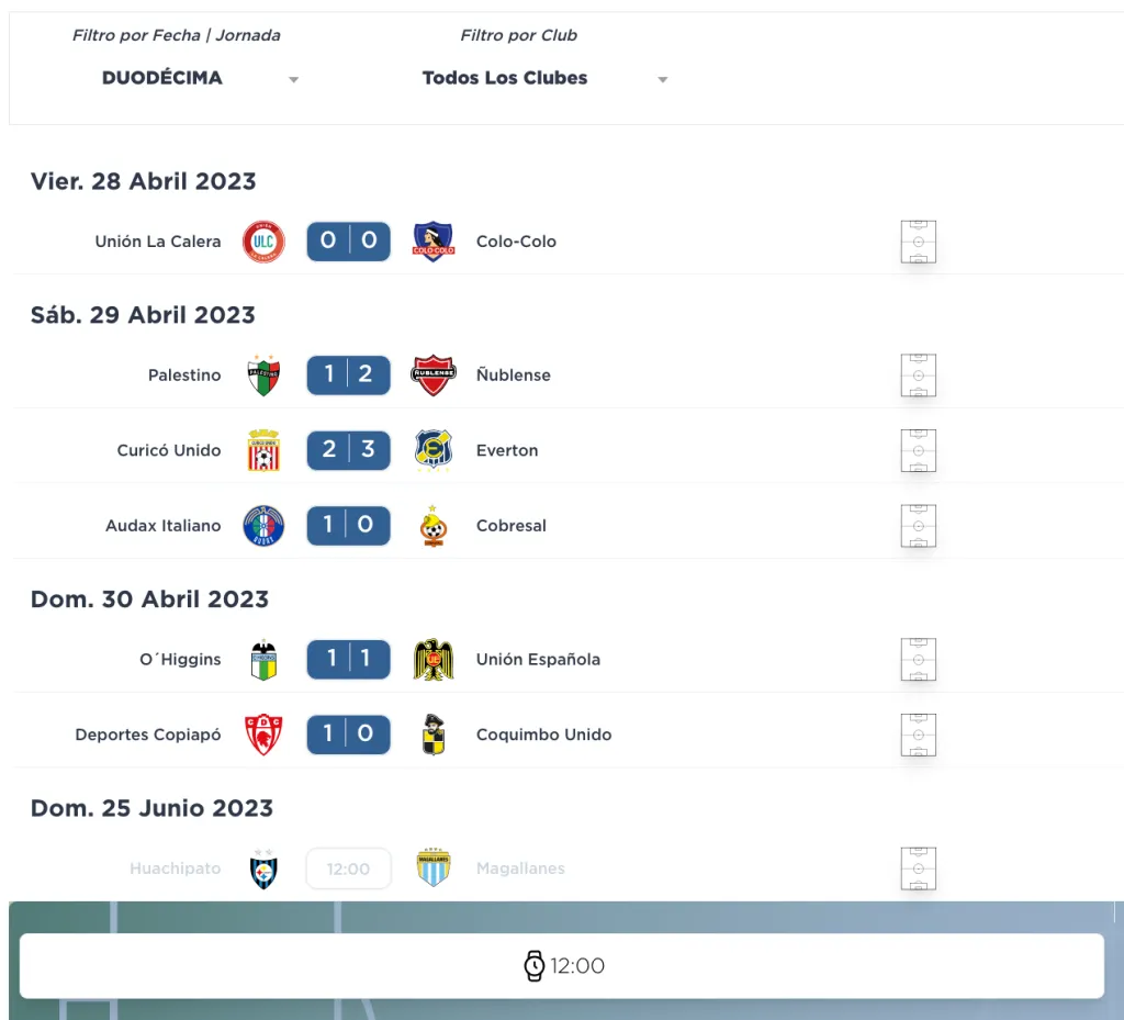 Así quedó la programación de la fecha. | Campeonato Chileno