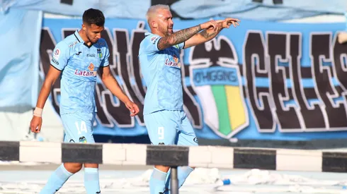 Futbol, Ohiggins vs Colo Colo. Fecha 2, campeonato Nacional 2023. El jugador de Ohiggins Matias Donoso, centro, celebra su gol contra Colo Colo durante el partido de primera division disputado en el estadio El Teniente en Rancagua, Chile. 29/01/2023 Jorge Loyola/Photosport Football, Ohiggins vs Colo Colo. 2nd turn, 2023 National Championship. Ohiggins's player Matias Donoso, center , celebrates his goal against Colo Colo during the first division match at the El Teniente stadium in Rancagua, Chile. 29/01/2023 Jorge Loyola/Photosport