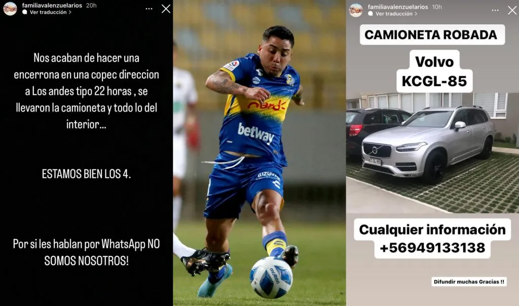 César Valenzuela, que entre 2021 y 2022 defendió a Everton, sufrió el robo de su camioneta.