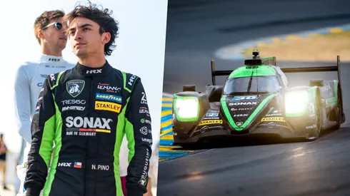 Nicolás Pino y el auto con el que quedó tercero en las 24 Horas de Le Mans