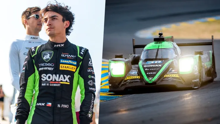 Nicolás Pino y el auto con el que quedó tercero en las 24 Horas de Le Mans