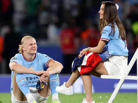 Haaland brilla con su novia en el festejo del título