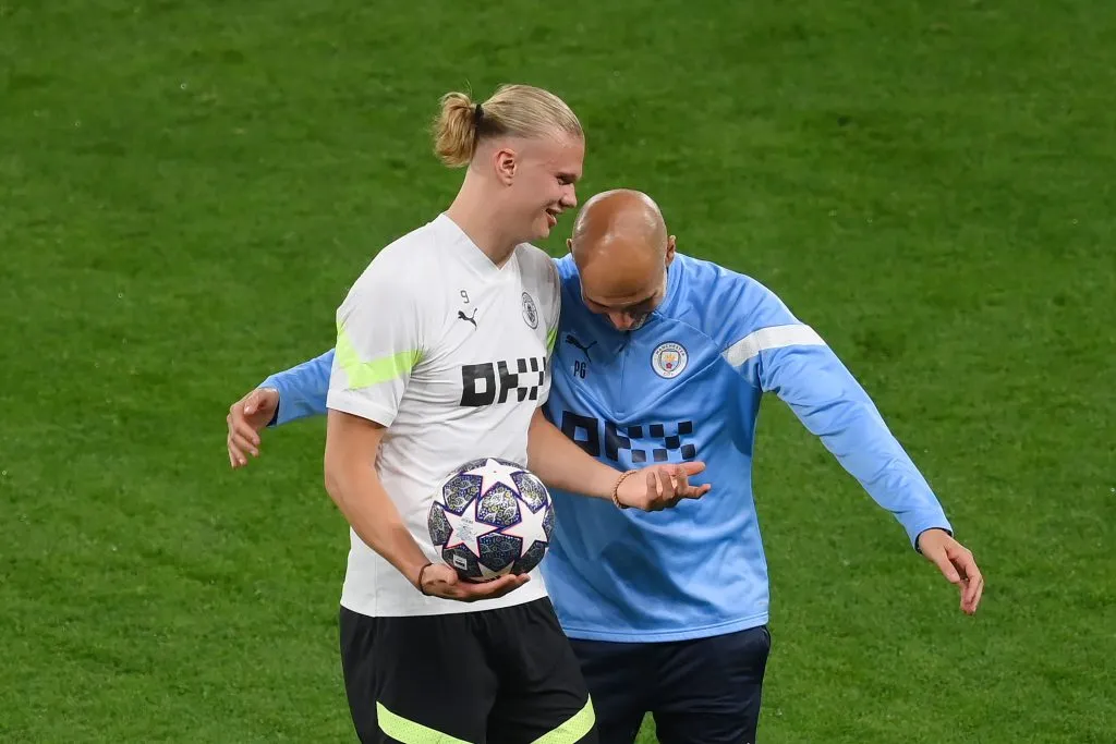 Haaland y Pep disfrutan antes de la final de la Champions League. | Foto: Getty