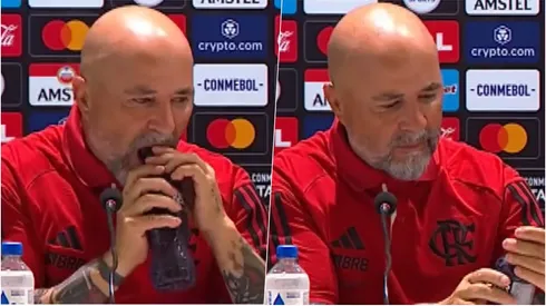 Una botella hizo sufrir al DT del Flamengo