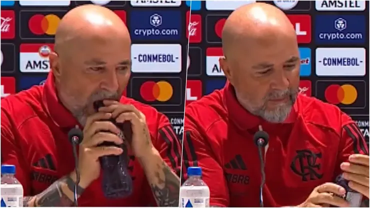 Una botella hizo sufrir al DT del Flamengo