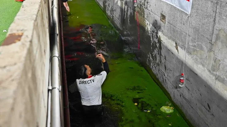 Un hincha de Estudiantes cayó al foso tras ser golpeado