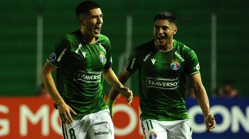 La celebración del jugador de Audax Italiano.