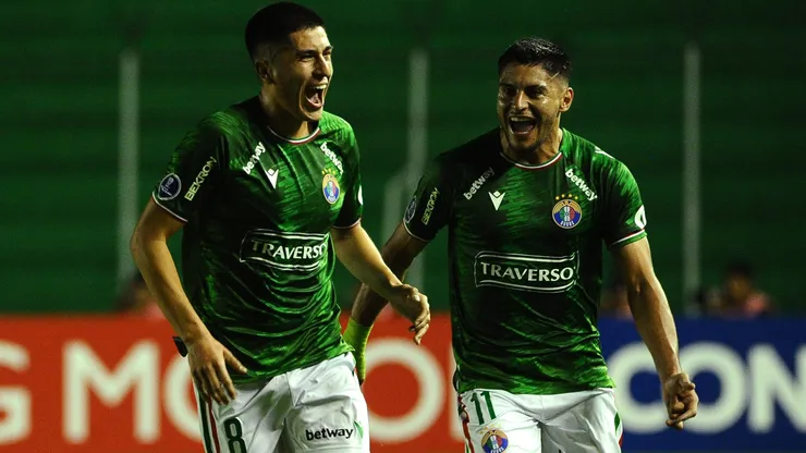 La celebración del jugador de Audax Italiano.