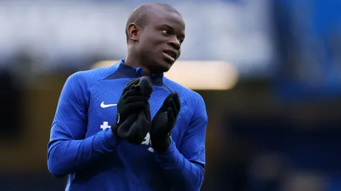 LONDON, ENGLAND - APRIL 01: Ngolo Kante of Chelsea warms up prior to the Premier League match between Chelsea FC and Aston Villa at Stamford Bridge on April 01, 2023 in London, England. (Photo by Marc Atkins/Getty Images)