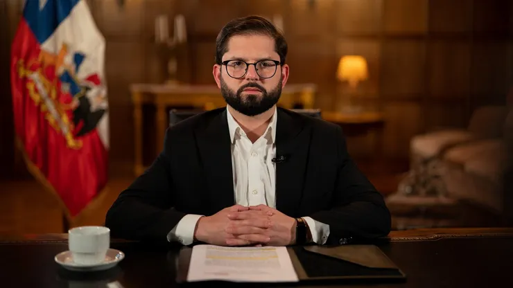 Presidente Gabriel Boric durante cadena nacional.