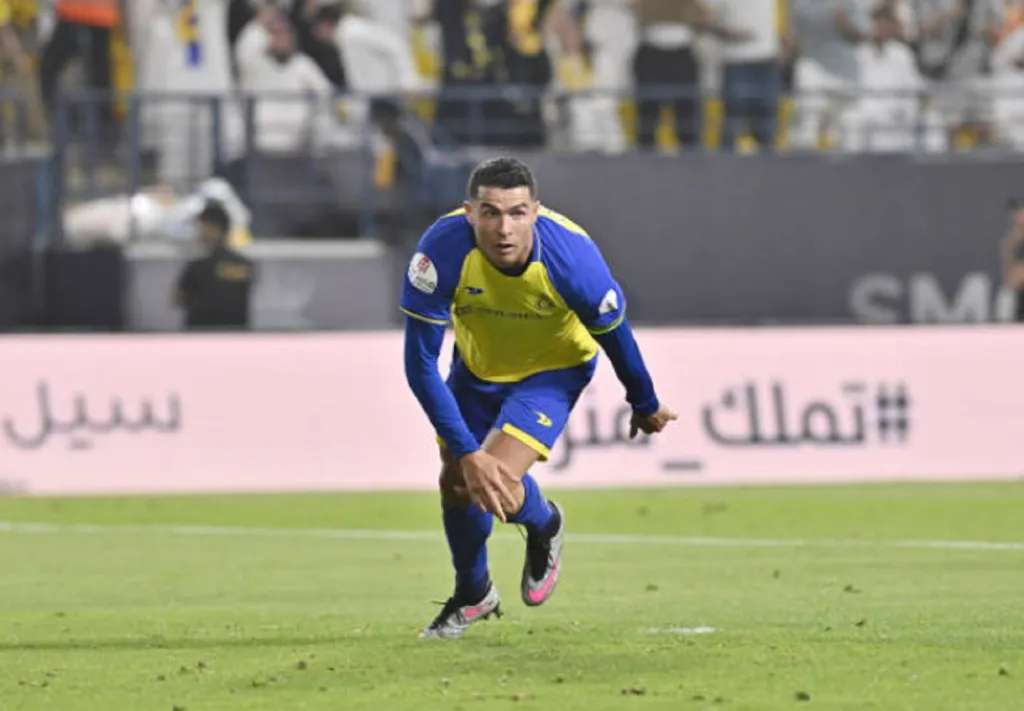 Cristiano Ronaldo convirtió 14 goles en la liga de Arabia Saudita. (Getty Images).