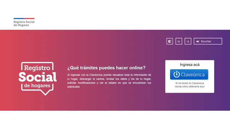 ¿No estás en el Registro Social de Hogares? Ingresa aquí para crear tu ficha social.