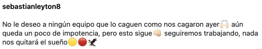 El mensaje de Sebastián Leyton | Instagram
