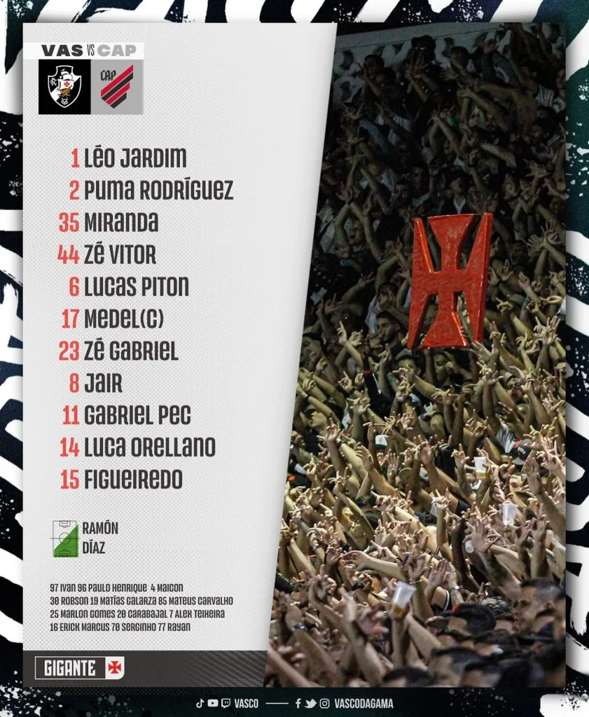 Vasco da Gama entregó su formación y sorprendió con Gary Medel como su nuevo capitán. Foto: Comunicaciones Vasco da Gama.