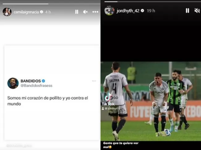 Las publicaciones de Camila Sepúlveda y Jordhy Thompson en sus perfiles de Instagram. | Foto: Captura.