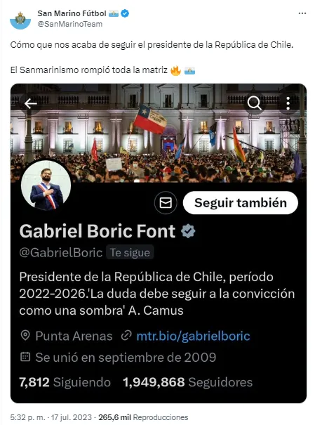 Gabriel Boric le dio 
