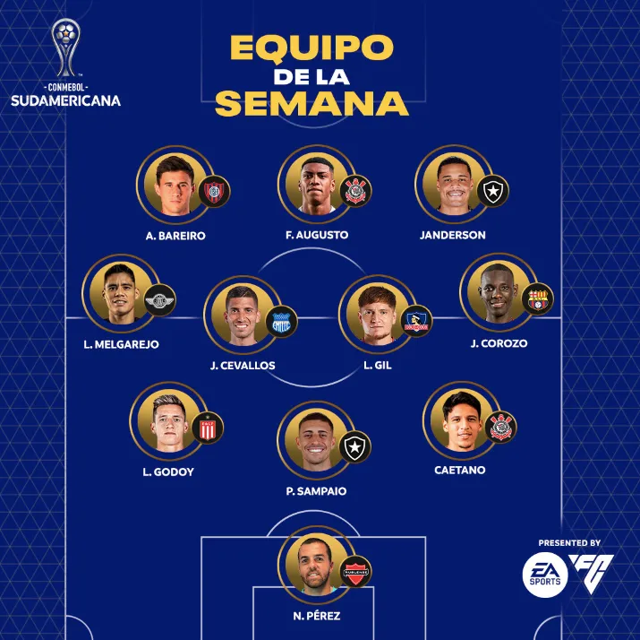 El equipo de la semana en la Copa Sudamericana. Foto: Conmebol.