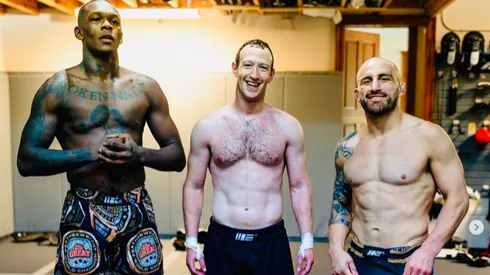 Mark Zuckerberg se prepara junto a Israel Adesanya y Alex Volkanovski, campeones del UFC.