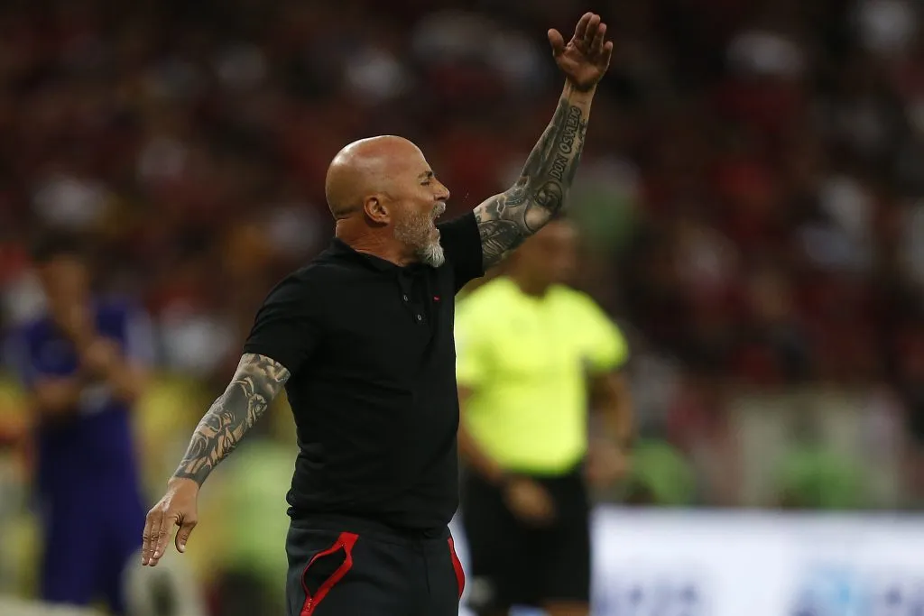Jorge Sampaoli da efusivas declaraciones en un partido de Flamengo.  (Wagner Meier/Getty Images).
