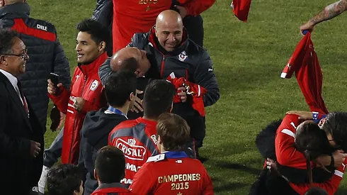 Sampaoli festeja en el Nacional el título de la Copa América
