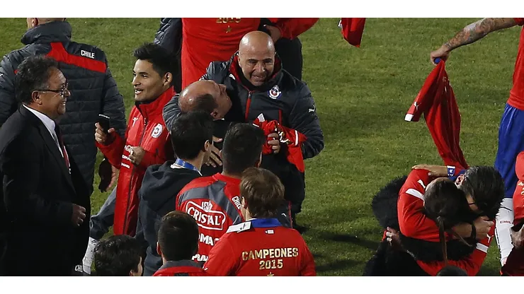Sampaoli festeja en el Nacional el título de la Copa América