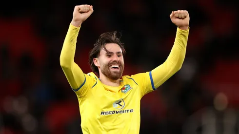 STOKE ON TRENT, ENGLAND - NOVEMBER 27: Ben Brereton of Blackburn Rovers celebrates following his team's victory in the Sky Bet Championship match between Stoke City and Blackburn Rovers at Bet365 Stadium on November 27, 2021 in Stoke on Trent, England. (Photo by Lewis Storey/Getty Images)