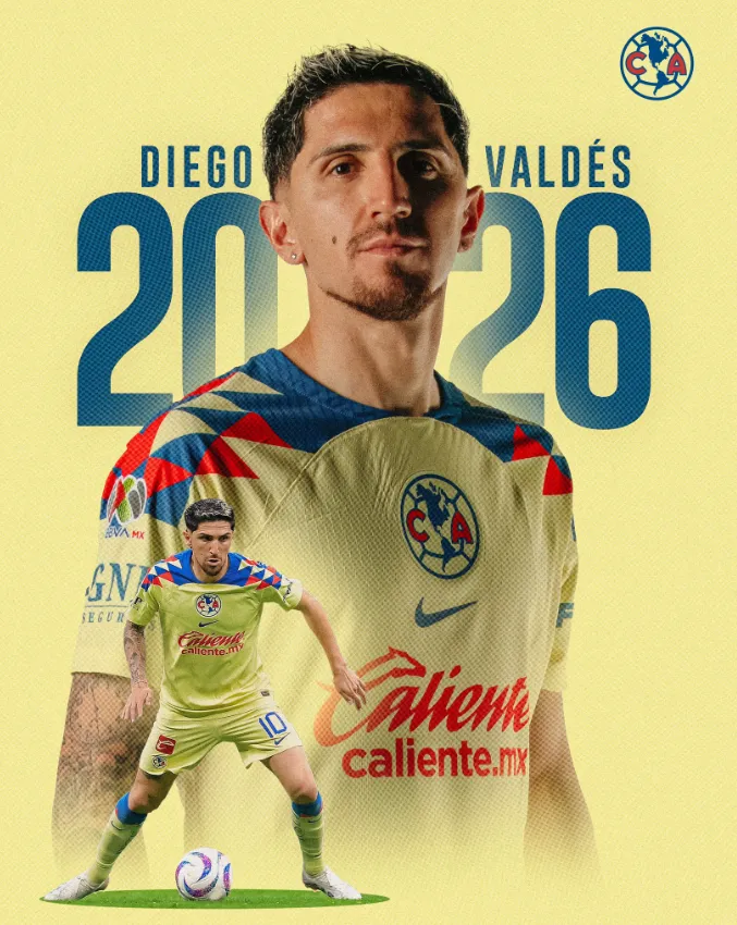La gráfica del América de México para anunciar la renovación de Diego Valdés.