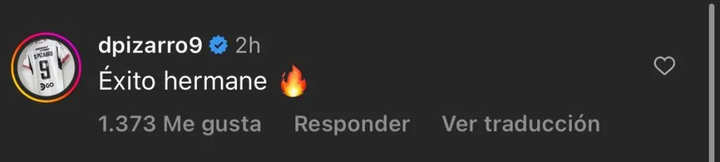 El mensaje como respuesta en el Instagram de Darío Osorio.