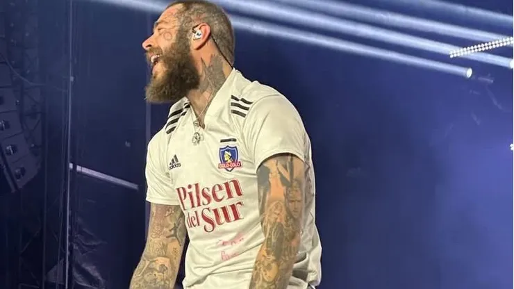 Post Malone vistió la camiseta de Colo Colo en pleno concierto en La Florida.