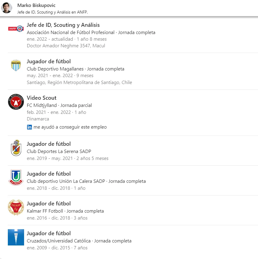 Captura Linkedin Marko Biskupovic.