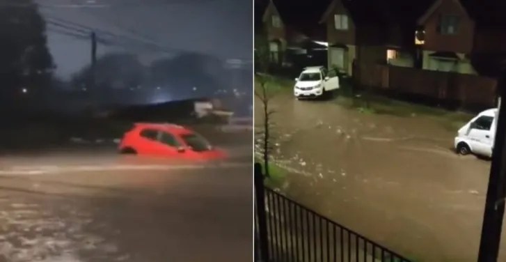 El sector de Parque Zapallar se vio muy afectado por las fuertes lluvias en Curicó. | Foto: Captura.
